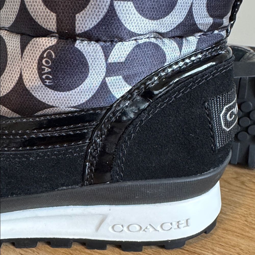 Coach DOREAN Monogram Women’s Black and Gray Nylon Suede Winter Boots Size 6.5 - Picture 11 of 13